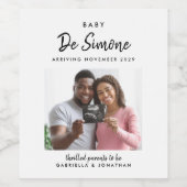 Couple Sonogram Photo Pregnancy Announcement ワインラベル (シングルラベル)