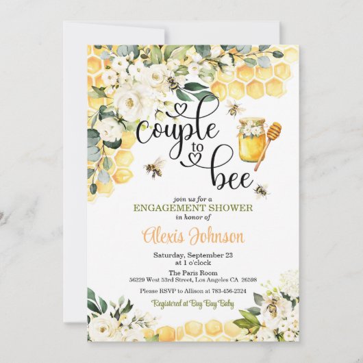 Couple to Bee Engagement Shower Invitation 招待状 (正面)
