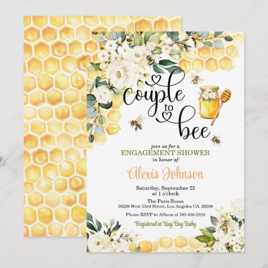 Couple to Bee Engagement Shower Invitation 招待状 (正面/裏面)