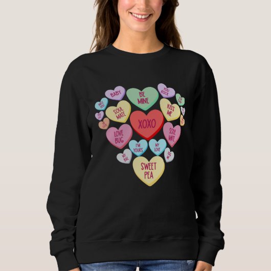 Couple Valentine s Day Heart Candy Conversation スウェットシャツ (正面)