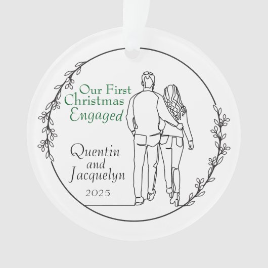 Couple Walking Engaged Christmas Acrylic Ornament オーナメント (正面)