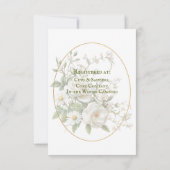 Couple Wedding Shower White Roses Gold Color Oval 招待状 (裏面)