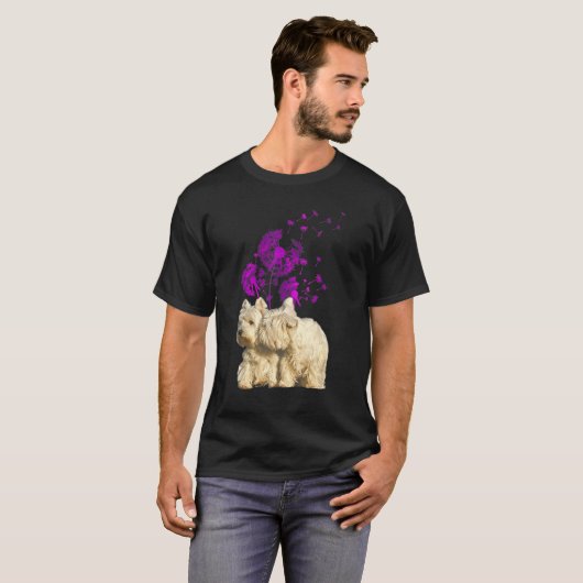 Couple Westies Dandelion Valentine's Day Tシャツ (正面フル)