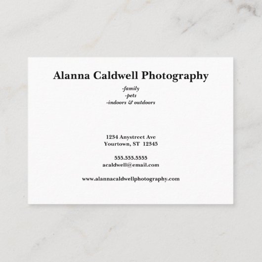 Couple with Dog Photographer Real Estate 名刺 (裏面)