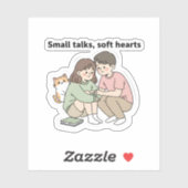 Couple with Pet – Small Talks Soft Hearts Design,  シール (シート)