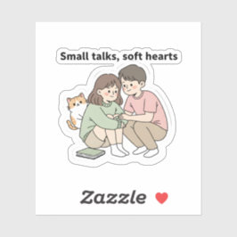 Couple with Pet – Small Talks Soft Hearts Design,  シール
