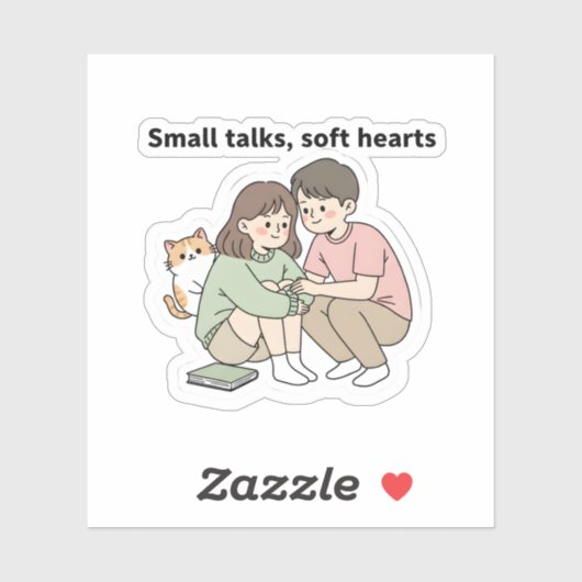 Couple with Pet – Small Talks Soft Hearts Design,  シール (シート)