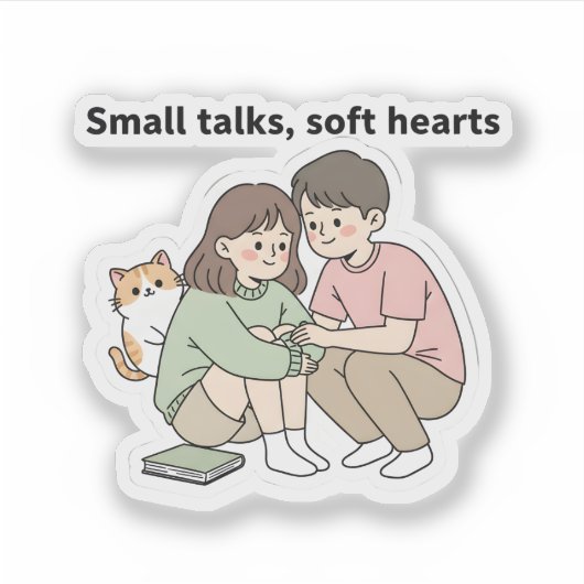 Couple with Pet – Small Talks Soft Hearts Design,  シール (正面)