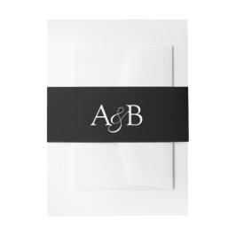 Couple's Ampersand Monogram Black White Initials 招待状ベリーバンド
