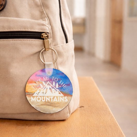 Couples Anniversary Watercolor Mountain Custom キーホルダー