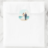 Couples Beach Wedding Sticker ラウンドシール (バッグ)