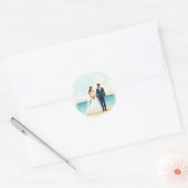 Couples Beach Wedding Sticker ラウンドシール (封筒)