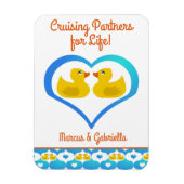 Couple's Cruising Ducks Names Cabin Door マグネット (縦)