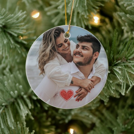 Couples First Christmas Photo Name  セラミックオーナメント (ツリー)