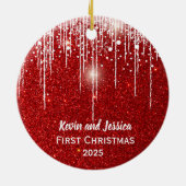 Couples First Christmas Photo Name  セラミックオーナメント (裏面)