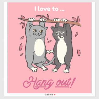 Couples Gift Idea Cute Cartoon Cats | Cat Art シール