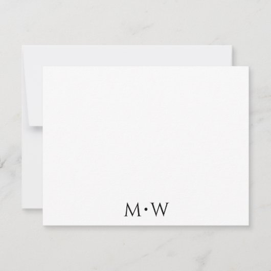 Couple's Initials Newlyweds Black White Stationery ノートカード (正面)