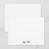 Couple's Initials Newlyweds Black White Stationery ノートカード (正面/裏面)