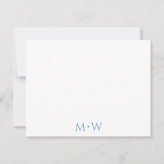 Couple's Initials Newlyweds Light Blue Stationery ノートカード (正面)