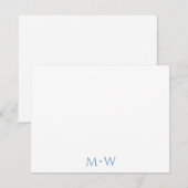 Couple's Initials Newlyweds Light Blue Stationery ノートカード (正面/裏面)