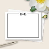 Couple's Initials Newlyweds Monogram Black White ノートカード