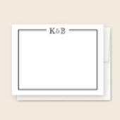 Couple's Initials Newlyweds Monogram Black White ノートカード