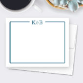 Couple's Initials Newlyweds Monogram Blue ノートカード