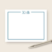 Couple's Initials Newlyweds Monogram Blue ノートカード