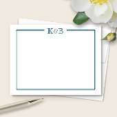 Couple's Initials Newlyweds Monogram Blue ノートカード