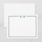 Couple's Initials Newlyweds Monogram Green ノートカード (正面/裏面)