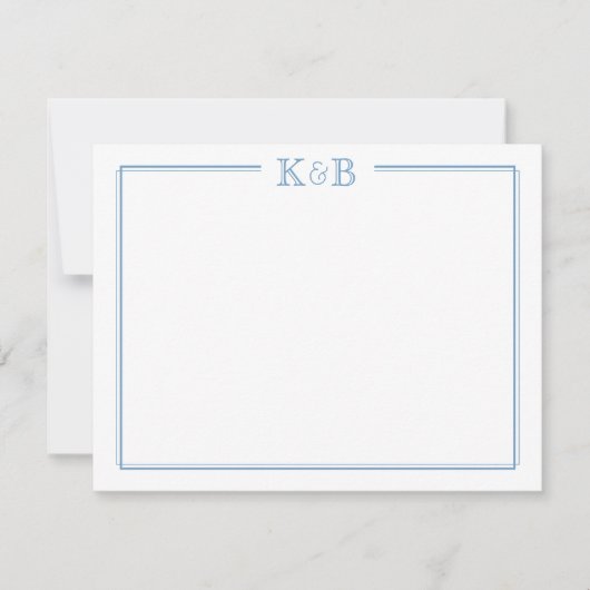 Couple's Initials Newlyweds Monogram Stationery ノートカード (正面)