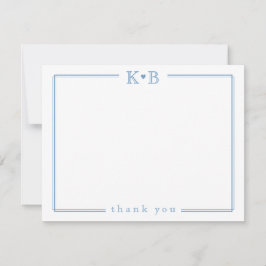 Couple's Initials Newlyweds Monogram Thank You ノートカード