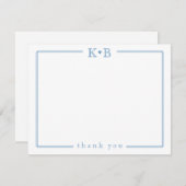 Couple's Initials Newlyweds Monogram Thank You ノートカード (正面/裏面)
