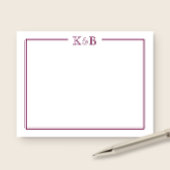 Couple's Initials Newlyweds Monogram Wine Maroon ノートカード