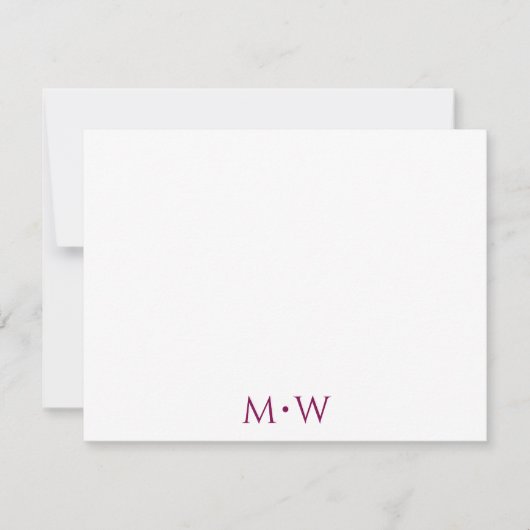 Couple's Initials Newlyweds Wine Red Stationery ノートカード (正面)