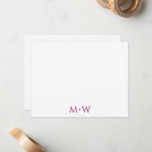 Couple's Initials Newlyweds Wine Red Stationery ノートカード (正面/裏面インサイチュ)