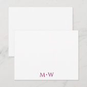 Couple's Initials Newlyweds Wine Red Stationery ノートカード (正面/裏面)