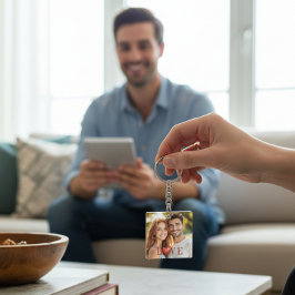 Couple's Love Heart Photo Keychain キーホルダー