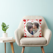 Couples Love Keepsake Heart Photo Throw Pillow クッション (椅子)
