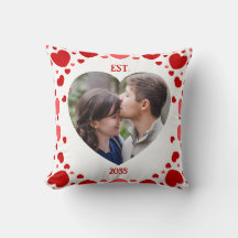 Couples Love Keepsake Heart Photo Throw Pillow