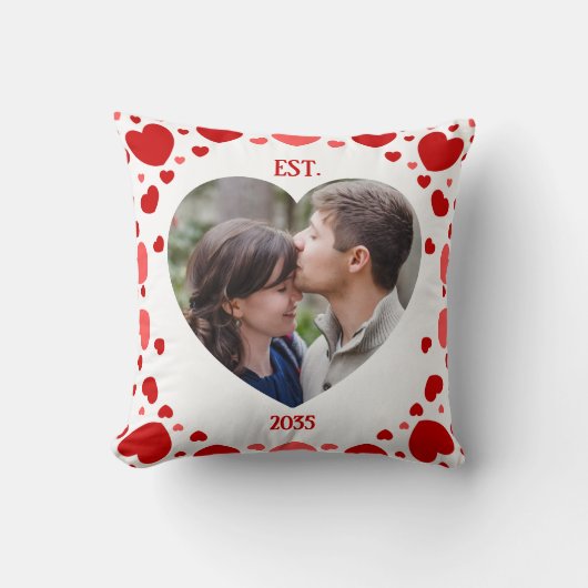 Couples Love Keepsake Heart Photo Throw Pillow クッション (正面)