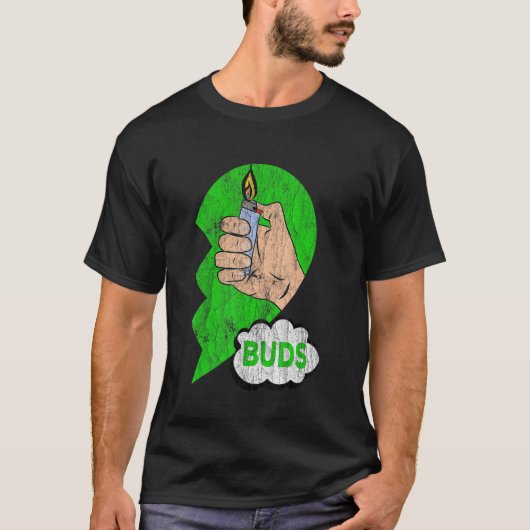 Couples Matching Best Buds Weed Funny Joint Stoner Tシャツ (正面)