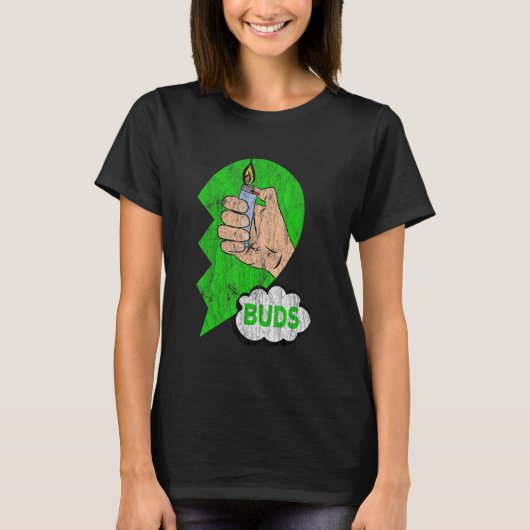 Couples Matching Best Buds Weed Funny Joint Stoner Tシャツ (正面)