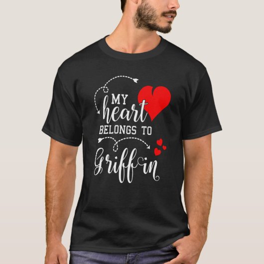 Couples Matching My Heart Belong to Griffin My Lov Tシャツ (正面)