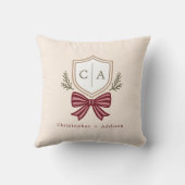 Couple's Monogram Crest Bow Christmas Throw Pillow クッション (裏面)