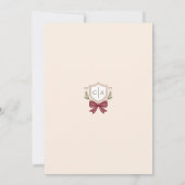 Couples Monogram Crest Bow Photo Christmas Card シーズンカード (裏面)