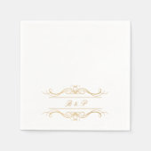 Couple's Monogram Elegant Gold Swirl Wedding スタンダードカクテルナプキン (正面)