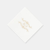 Couple's Monogram Elegant Gold Swirl Wedding スタンダードカクテルナプキン (角)