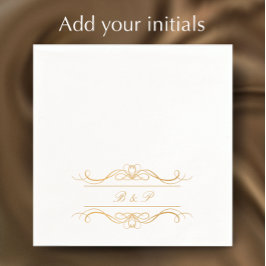 Couple's Monogram Elegant Gold Swirl Wedding スタンダードカクテルナプキン