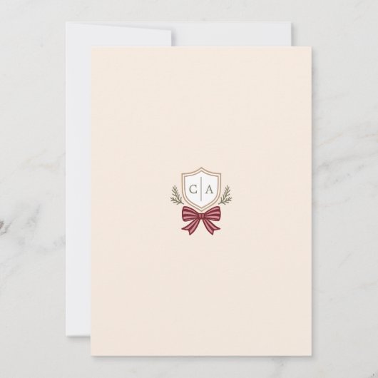 Couples Monogram Initials Bow Photo Christmas Card シーズンカード (裏面)